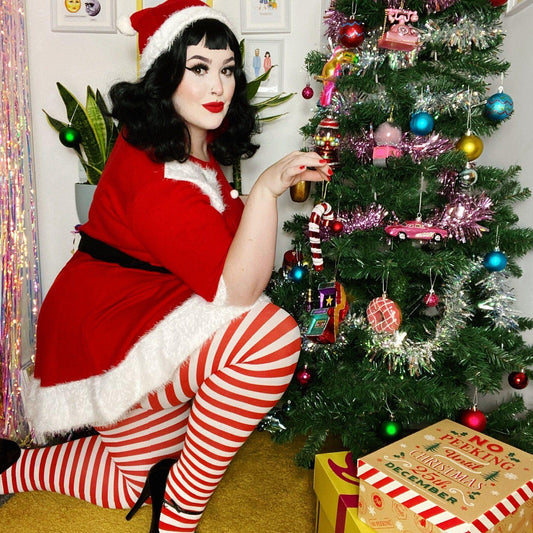 120 Denier Tights - Candy Canes - Snag