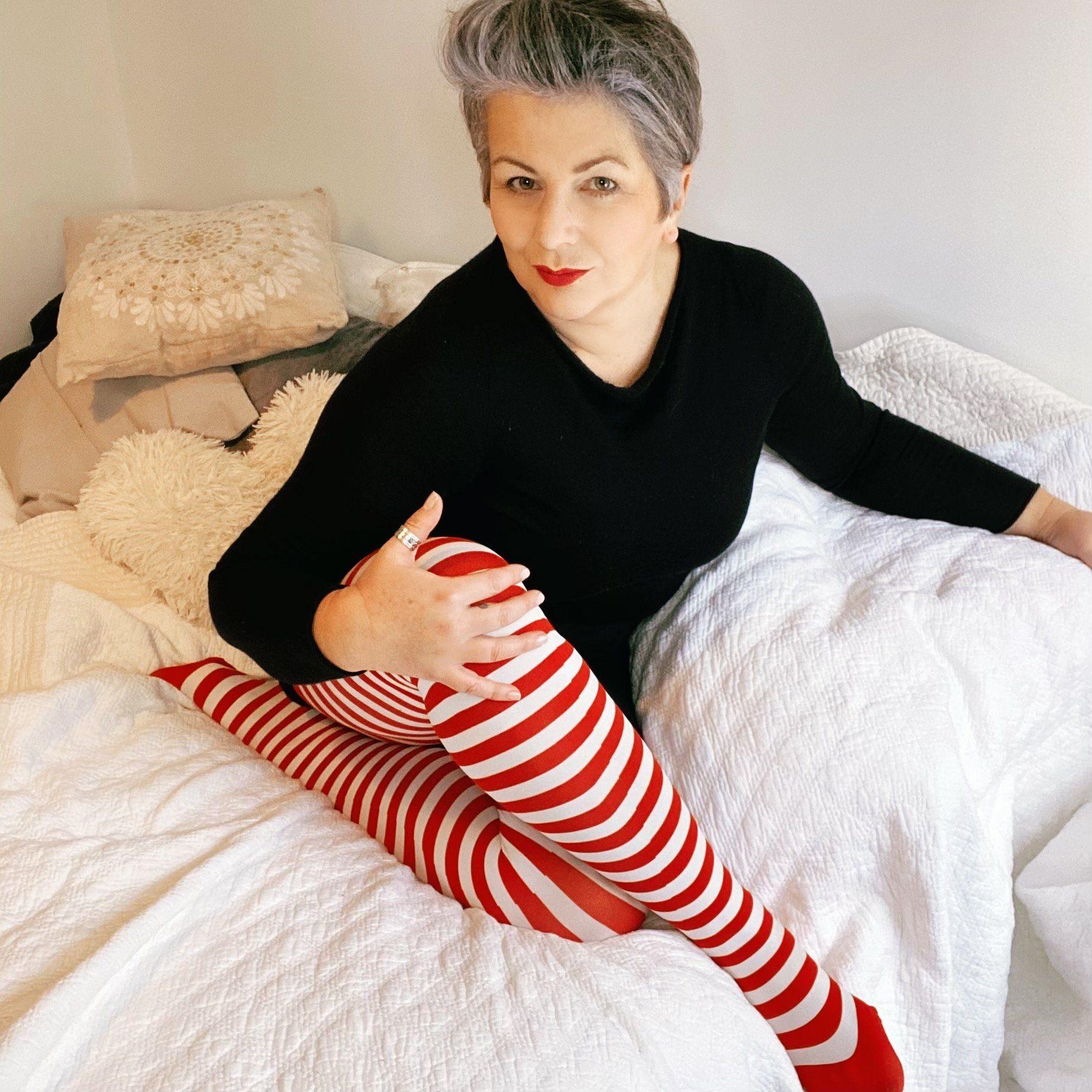 120 Denier Tights - Candy Canes - Snag