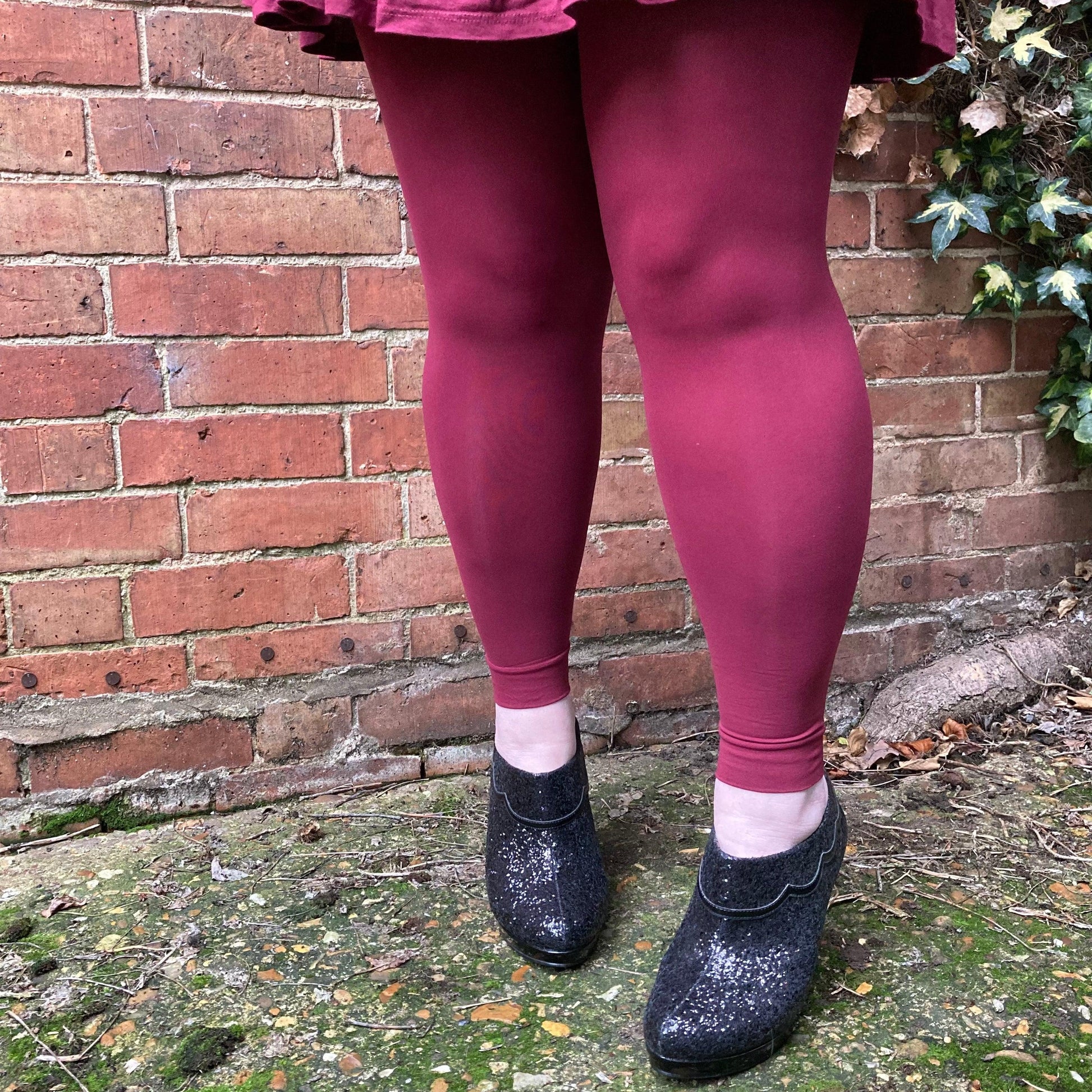 Core Tights - 80 Denier Footless Tights - Burgundy