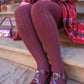 Grannies Cable Knit Wool Tights (V2) - Roast