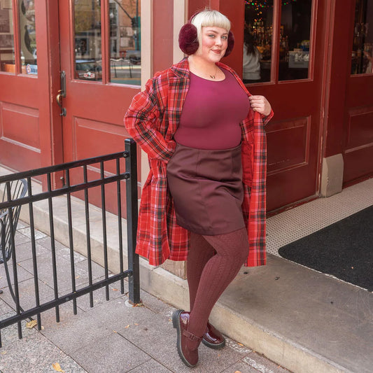Grannies Cable Knit Wool Tights (V2) - Roast