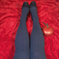 Grannies Cable Knit Wool Tights (V2) - Navy