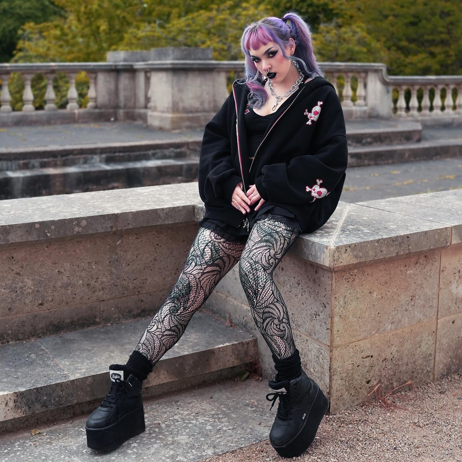 Thigh's the Limit Fishnets - Time Warp - Black