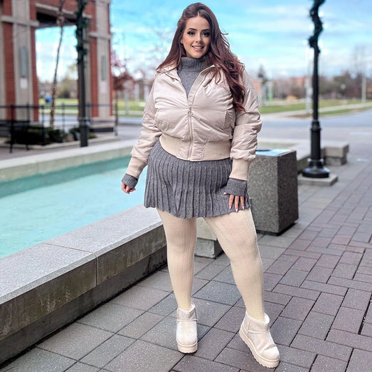 Grannies Cable Knit Wool Tights (V2) - Oatmeal