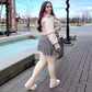 Grannies Cable Knit Wool Tights (V2) - Oatmeal