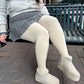 Grannies Cable Knit Wool Tights (V2) - Oatmeal