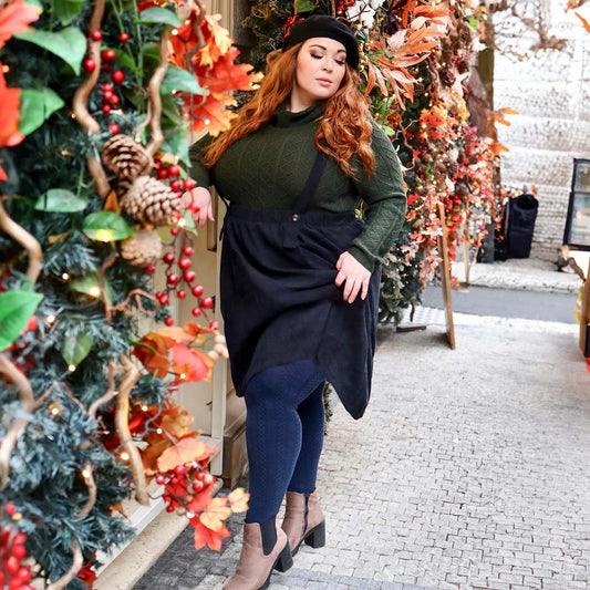 Grannies Cable Knit Wool Tights (V2) - Navy