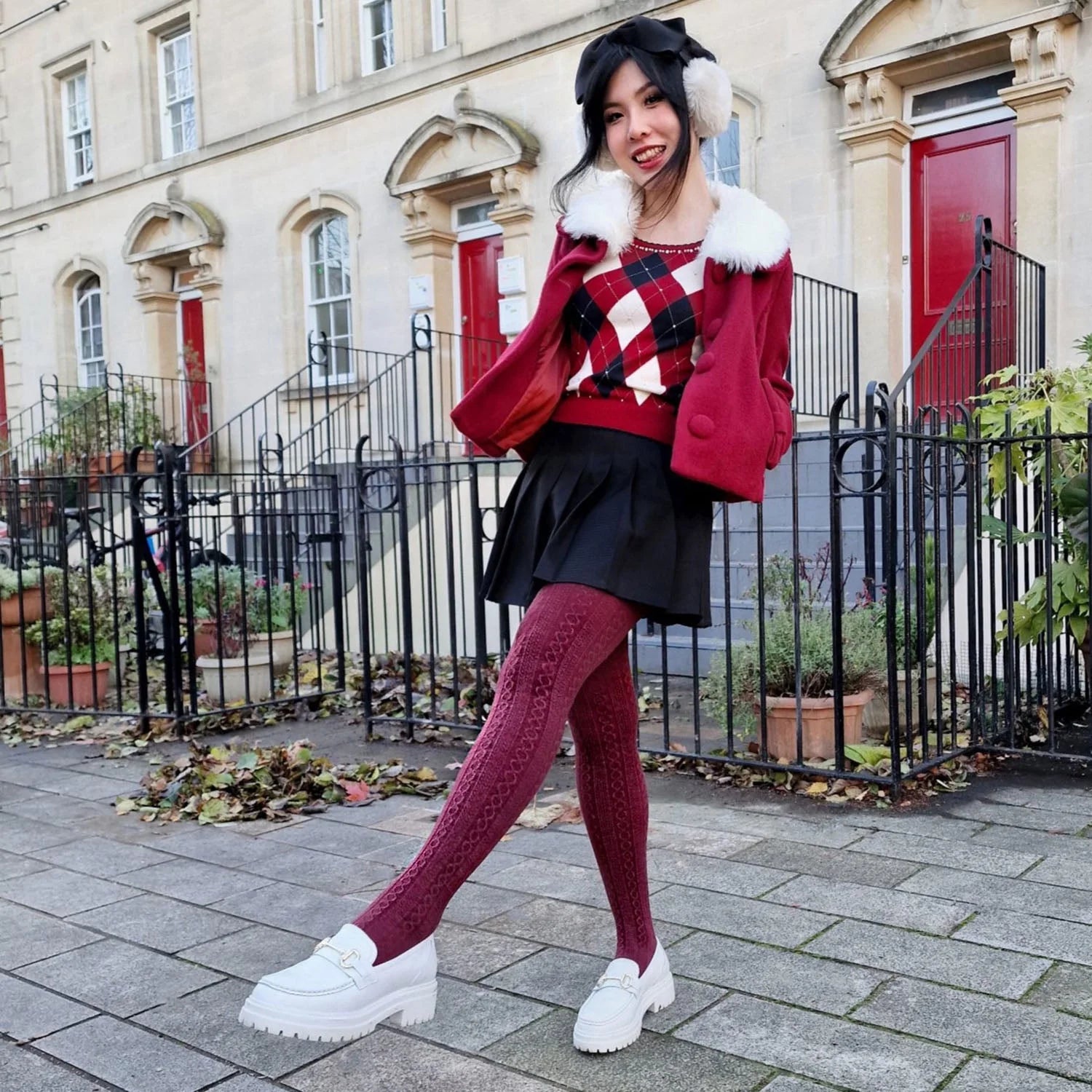 Grannies Cable Knit Wool Tights (V2) - Roast