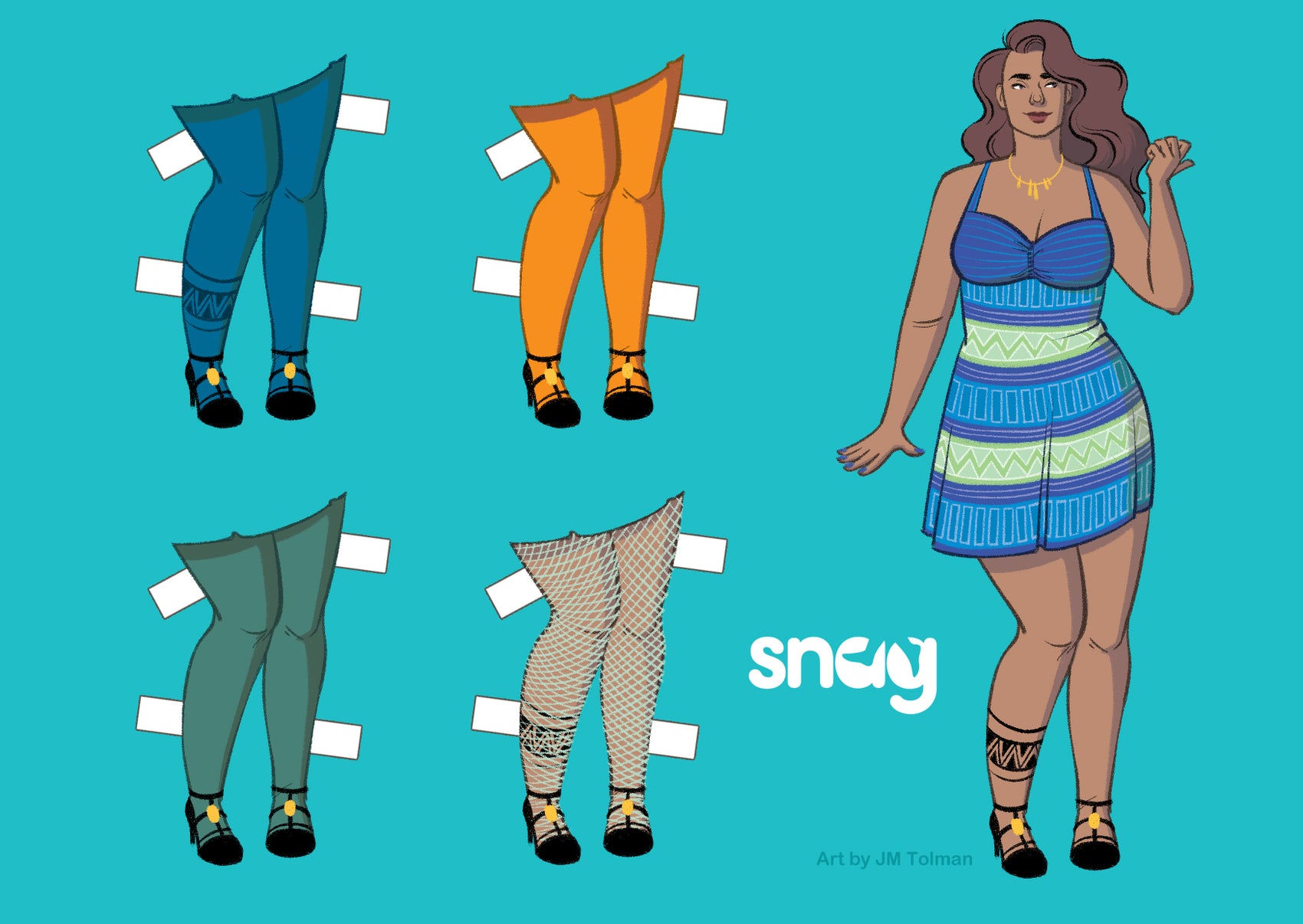 Boho Paper Doll Postcard