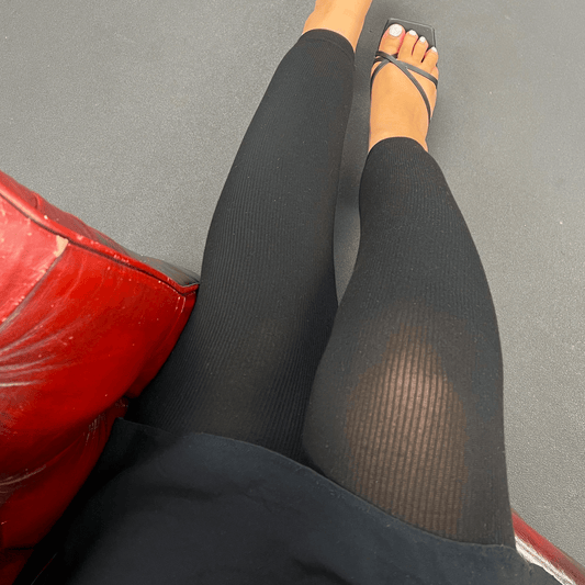 Footless Ribbed Cashmere Tights - Black - Snag