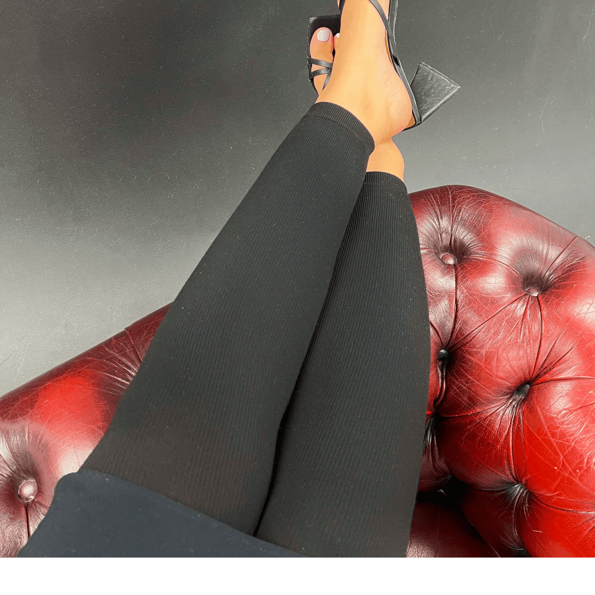 Footless Ribbed Cashmere Tights - Black - Snag