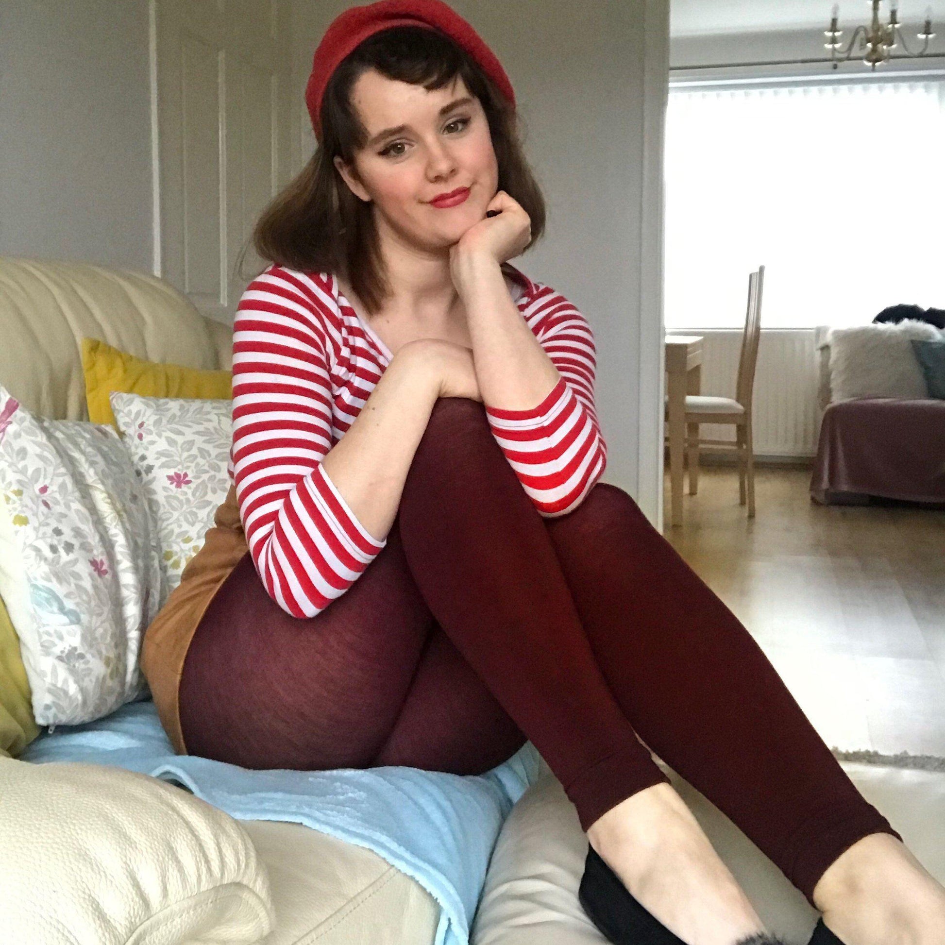 Merino Wool Footless Tights - Red Velvet Cake - Snag