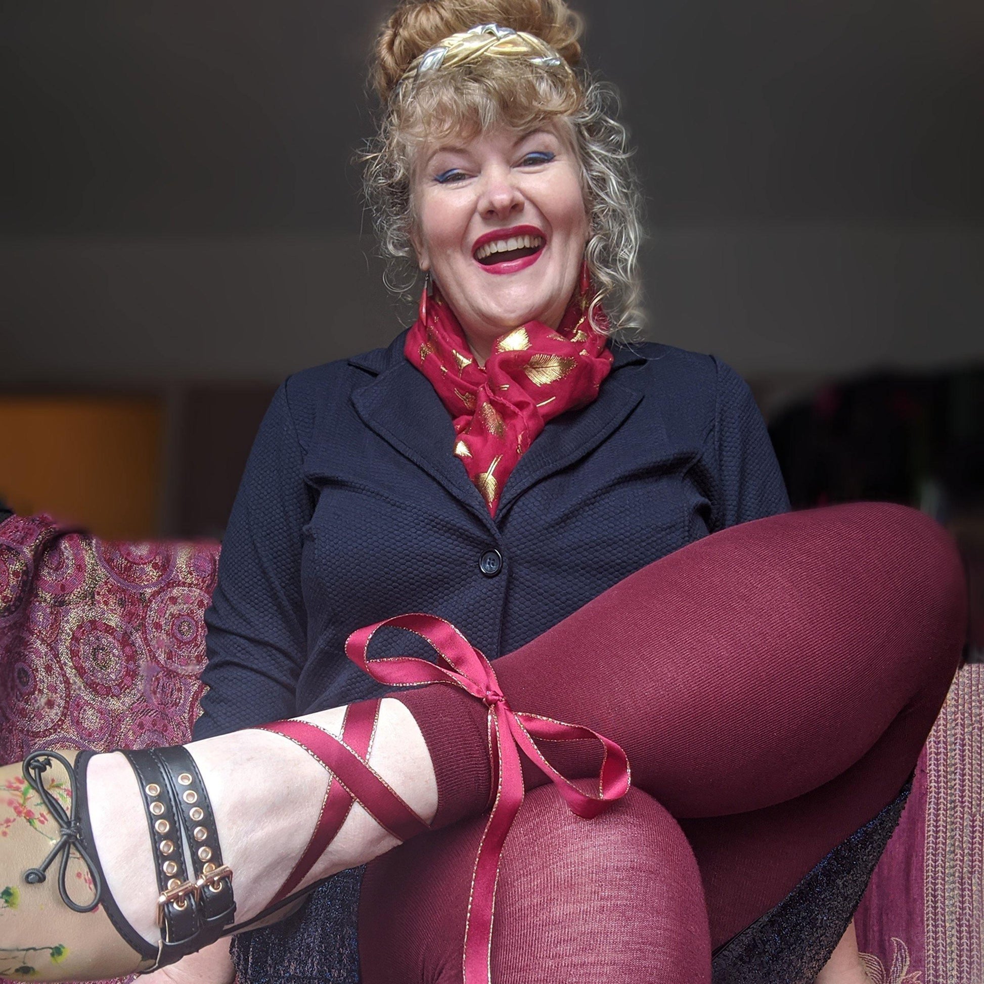 Merino Wool Footless Tights - Red Velvet Cake - Snag