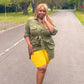 Woman wearing lemon chub rub shorts
