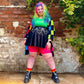 Woman wearing pomegranate chub rub shorts