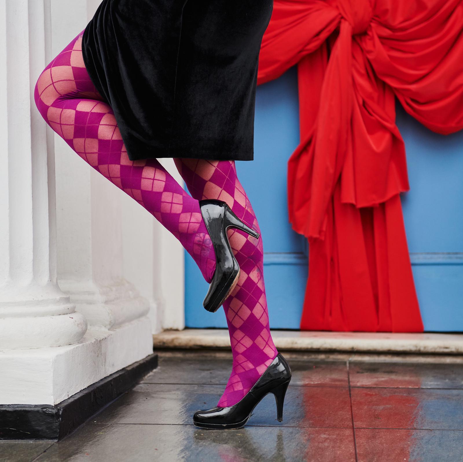 Tights - 40 Denier Diamonds - Figgy Pudding