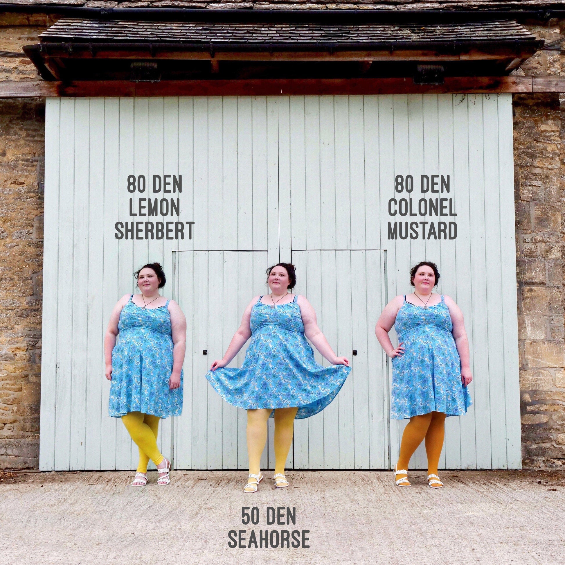 Tights - 80 Denier Footless Tights - Lemon Sherbet